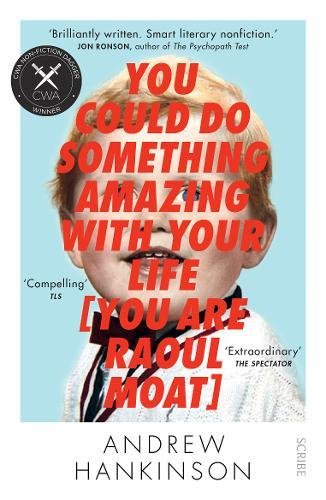 Book cover featuring a distorted childhood photo and bold red text.