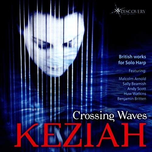 CD cover for “Crossing Waves” featuring Keziah, harp music.
