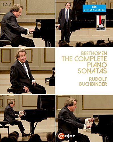 Blu-ray cover featuring pianist Rudolf Buchbinder performing Beethoven sonatas.