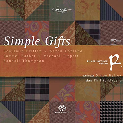 CD cover for "Simple Gifts" featuring patchwork quilt imagery.