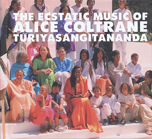 Album cover featuring Alice Coltrane with a group of people in colorful clothing.
