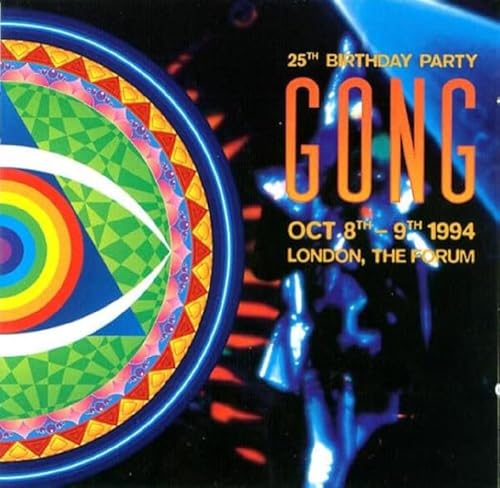 Gong album cover: colorful eye design, band name, and concert details.