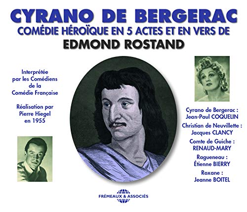 CD cover for Edmond Rostand’s “Cyrano de Bergerac” with portrait imagery.