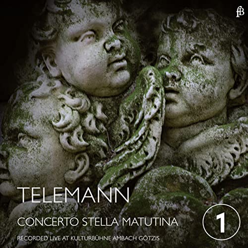 CD cover: Baroque cherub statues with "Telemann Concerto Stella Matutina" text.
