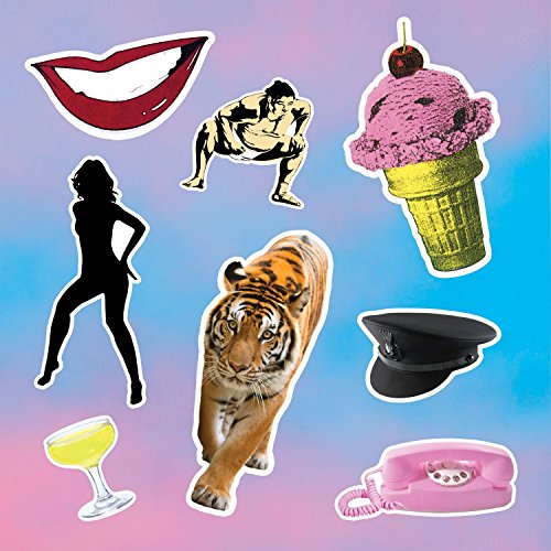 “Paper Gods” CD cover: collage of lips, figures, tiger, and objects.