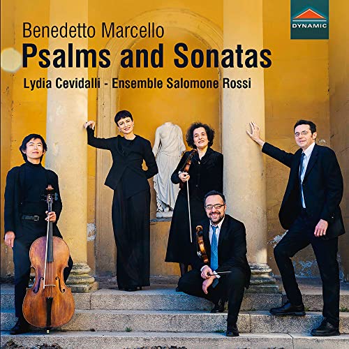 CD cover featuring musicians with string instruments in front of columns.
