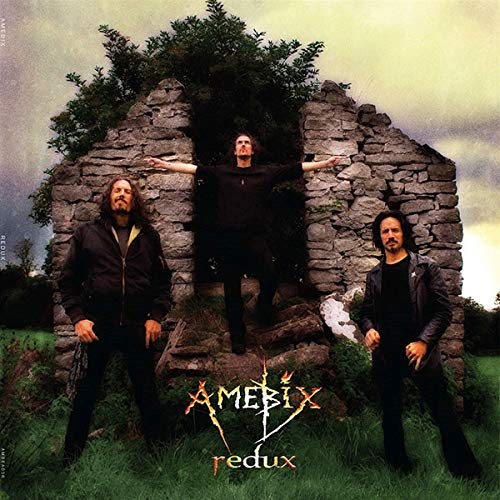 Amebix album cover: three men pose before a crumbling stone wall.