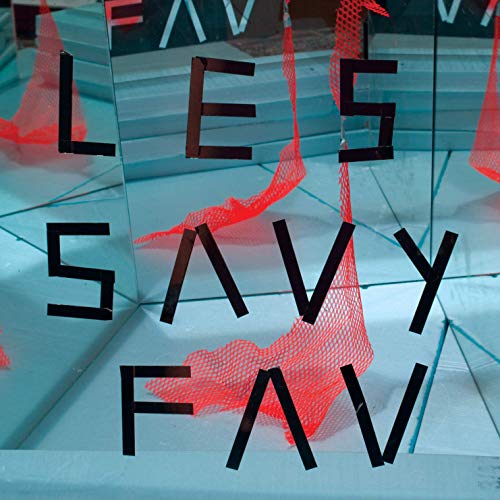 Album cover for Les Savy Favās āRoot For Ruinā with red text and netting.