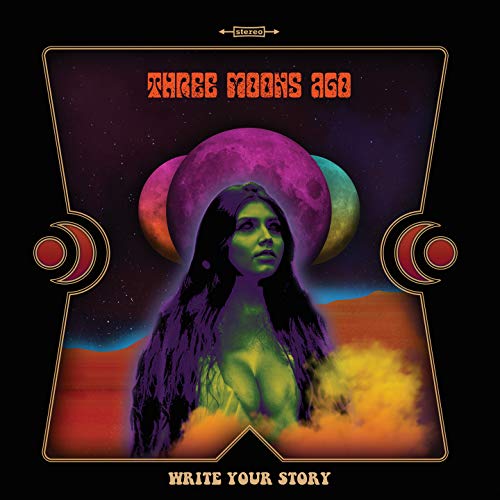 CD cover: woman with long hair, moons, and colorful sky.