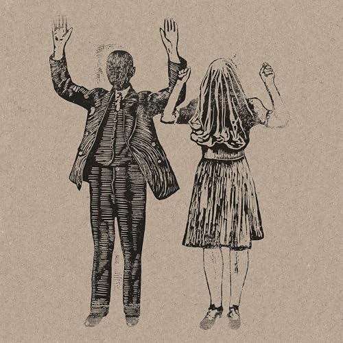 Sketch of two figures with obscured faces and raised arms.