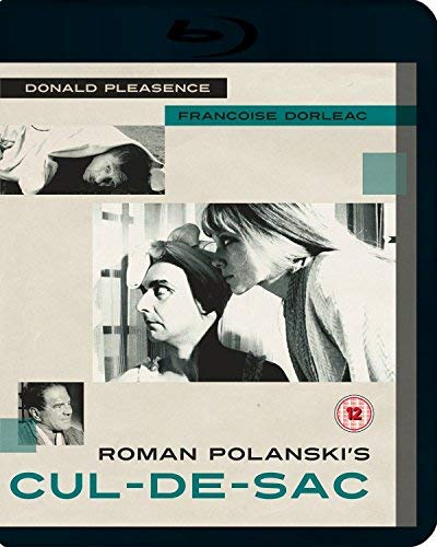 Blu-ray cover for “Cul-de-sac” featuring black and white film stills and text.