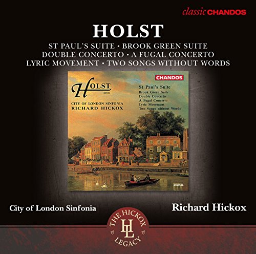 CD cover for Holst orchestral suites, featuring a riverside town painting.