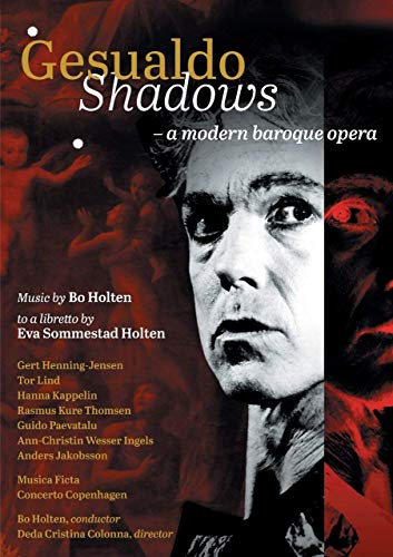 DVD cover for “Gesualdo Shadows,” featuring a dramatic portrait and baroque imagery.