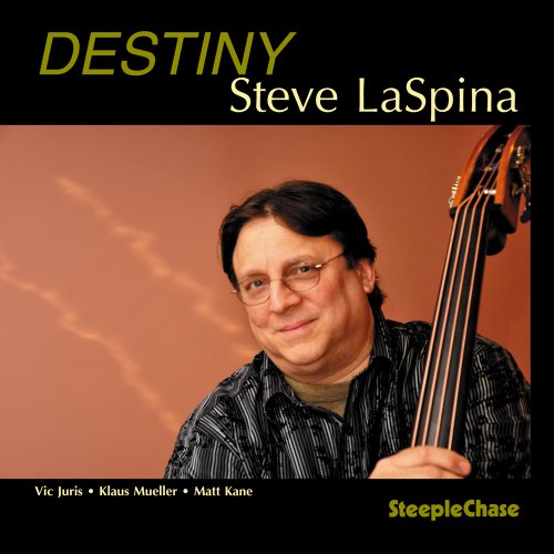CD cover featuring Steve LaSpina with his upright bass, orange background.