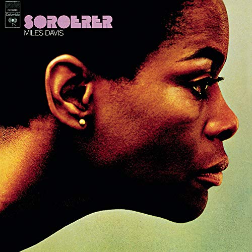 Album cover for Miles Davis’s “Sorcerer” featuring a portrait of a Black man.