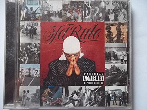 CD cover featuring Ja Rule praying against a red background, surrounded by photo collages.