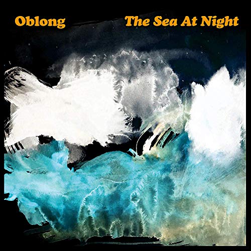 Album cover: abstract painting of turbulent, dark blue and white waves.
