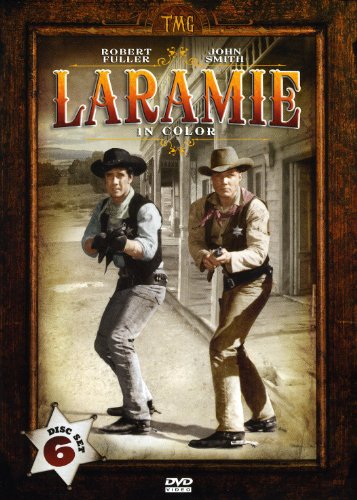 Laramie" DVD cover featuring two cowboys in hats with a western town backdrop.