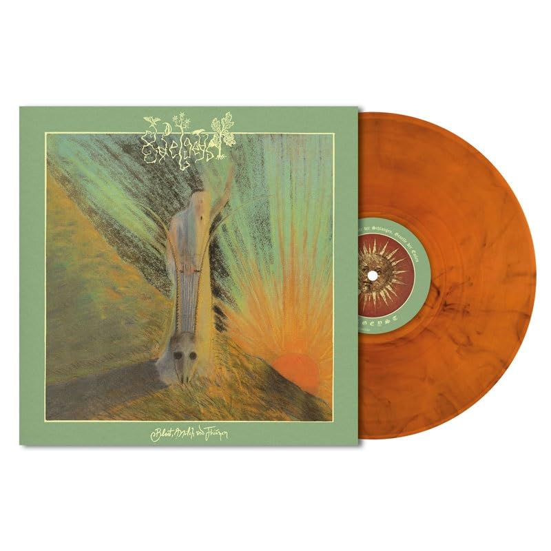 Vinyl record with cover art depicting a horse against a green and gold background.