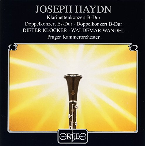 CD cover for Haydn clarinet concertos featuring a clarinet illustration.