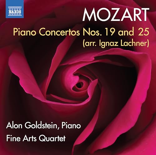 CD cover: red rose, “Mozart Piano Concertos” text, Naxos label.