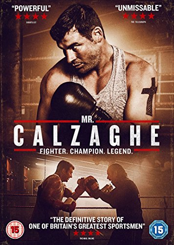 DVD cover for "Mr Calzaghe" featuring boxer Joe Calzaghe in fighting pose.