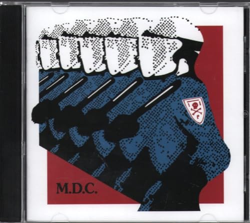 CD cover with halftone image of police hats and a shield logo.