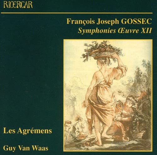 CD cover: Classical painting of figures with fruit, text “Gossec” and “Les Agremens”.