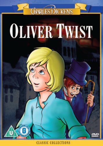 Animated DVD cover showing a blonde boy and a man in a top hat.