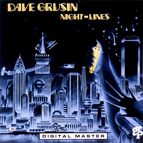 CD cover for Dave Grusin’s “Night-lines” featuring a stylized city skyline.