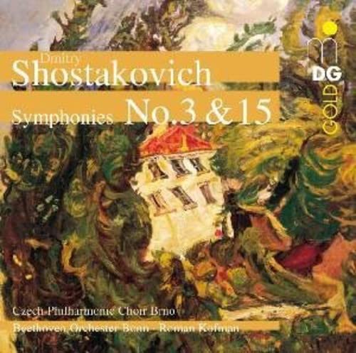 Shostakovich symphonies album cover with a colorful, impressionistic landscape.