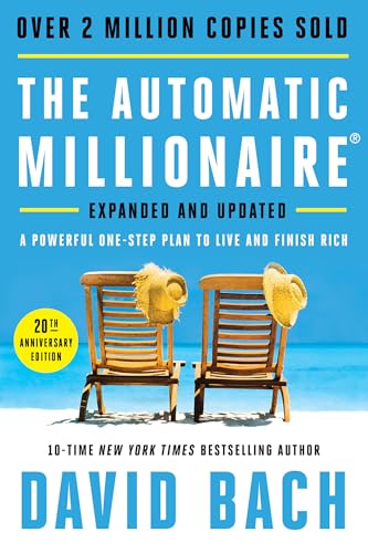 Book cover: "The Automatic Millionaire" with beach chairs and blue sky.