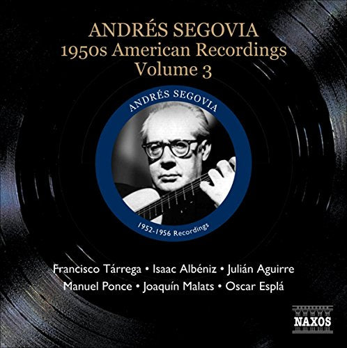 CD cover featuring black and white portrait of classical guitarist Andrés Segovia.