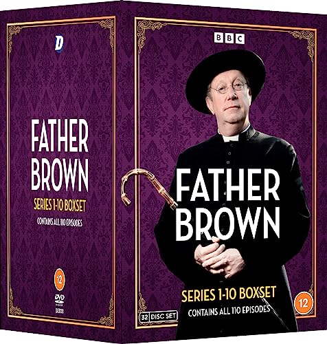 DVD boxset for "Father Brown" series 1-10, featuring a priest with a cane.