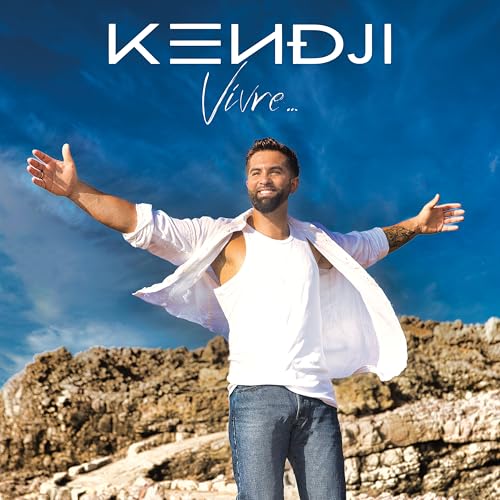 Kendji Girac album cover: man with arms outstretched against a blue sky.