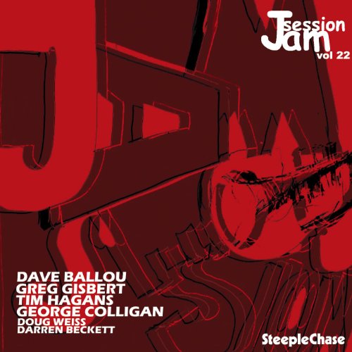 Red and white CD cover for "Jam Session Vol. 22" with musicians’ names.