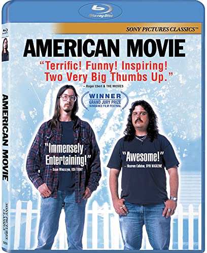 American Movie" Blu-ray case featuring two men with long hair and mustaches.