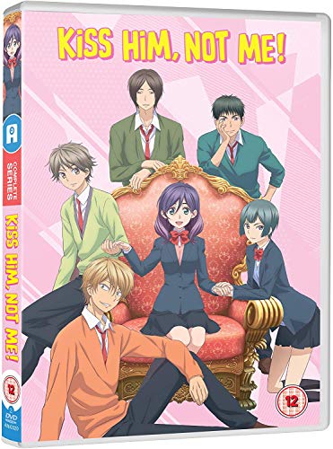 Kiss Him, Not Me!" DVD cover featuring six anime characters around a sofa.