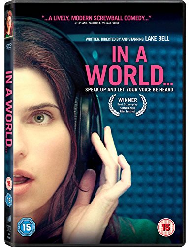In A World" DVD cover featuring Lake Bell with headphones.