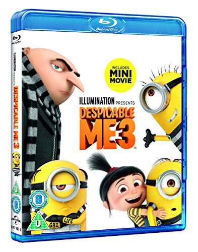 Despicable Me 3" Blu-ray case featuring Gru, Minions, and a young girl.