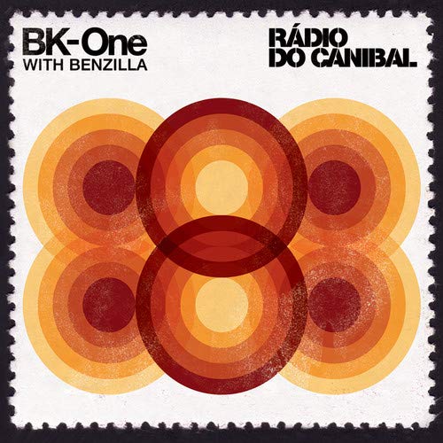 CD cover for Bk-One’s “Rádio Do Canibal” with retro orange concentric circles.