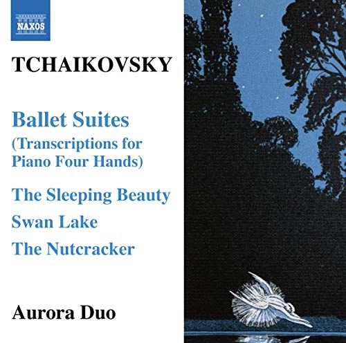 CD cover for Tchaikovsky’s Ballet Suites by Aurora Duo, with dancer image.