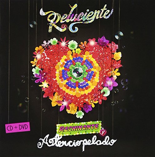 Aterciopelados album cover: colorful heart made of beads on black background.