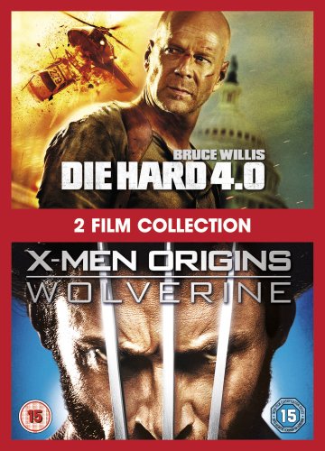 DVD cover featuring Bruce Willis and Wolverine, two action movie films.