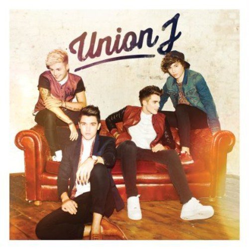 CD cover featuring four young men, the band Union J, on a red couch.