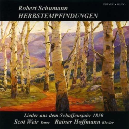 CD cover for Robert Schumann’s “Herbstempfindungen” featuring a birch forest painting.