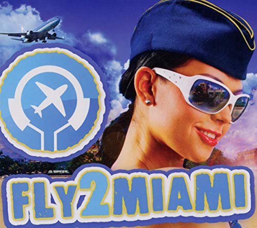 CD cover with woman in sunglasses, airplane, and “Fly2Miami” text.
