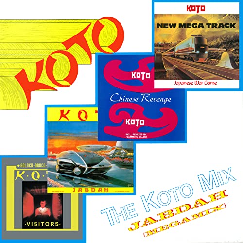 Collage of colorful vinyl record covers featuring the artist "Koto.