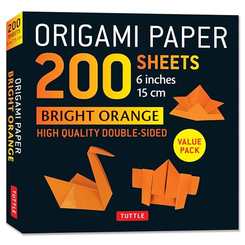 Origami Paper 200 sheets Bright Orange 6"a : Solid Orange Double-Sided Origami Sheets with Instructions for 12 Projects