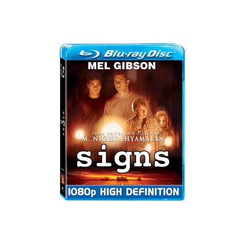 Signs" Blu-ray case featuring Mel Gibson and a family in a field.